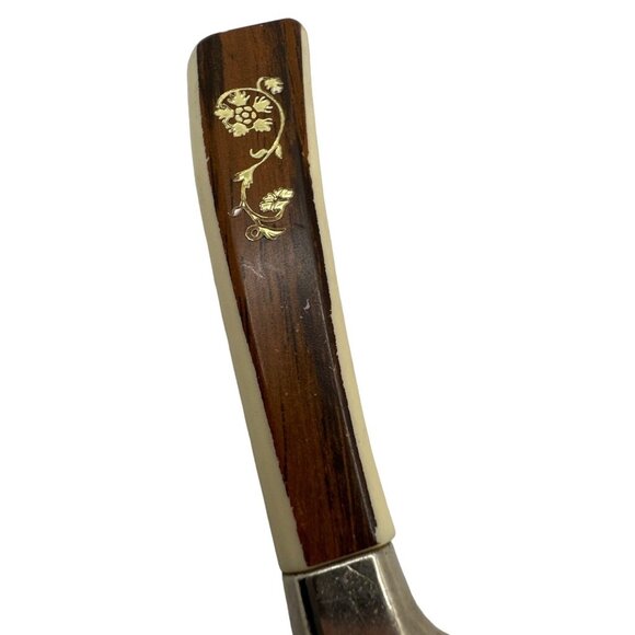 Vintage Lifetime Cutlery Cheese Knife Cream Brown Floral Replacement - Picture 2 of 5